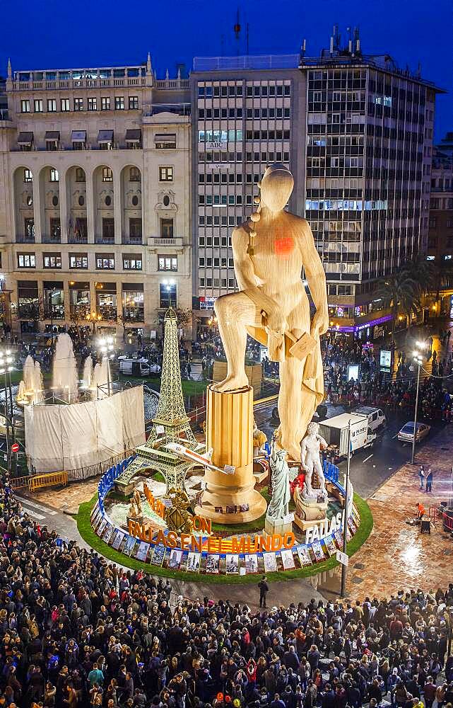 Falla of Plaza del Ayuntamiento ,Fallas festival,Valencia,Spain