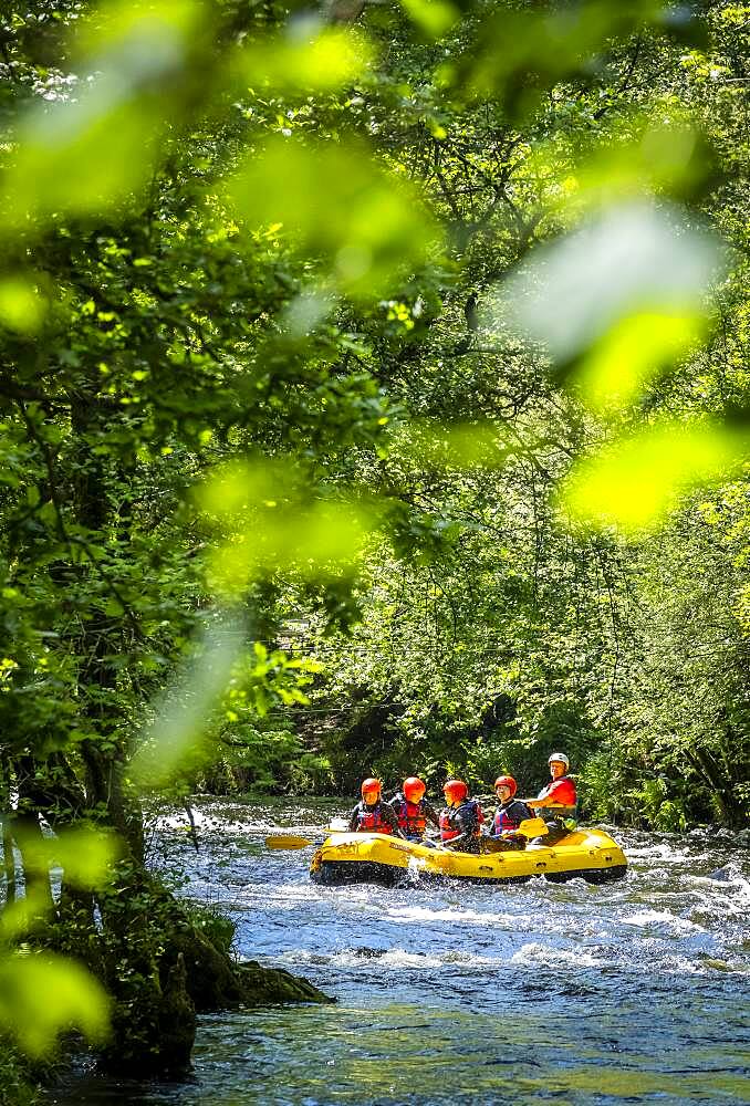 White water rafting at the National White Water Centre on the River Tryweryn, near Bala, Wales