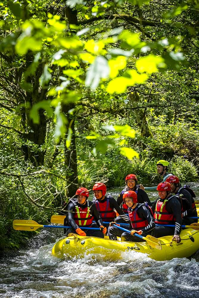 White water rafting at the National White Water Centre on the River Tryweryn, near Bala, Wales