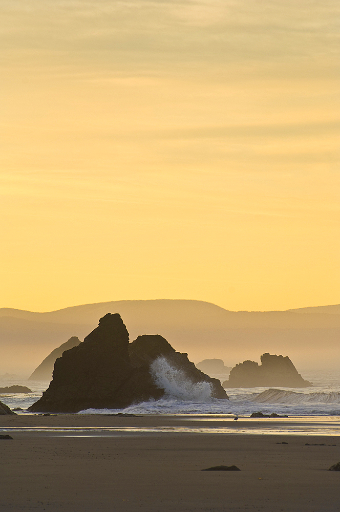 Sunrise at Harris Beach State Park, southern Oregon coast.