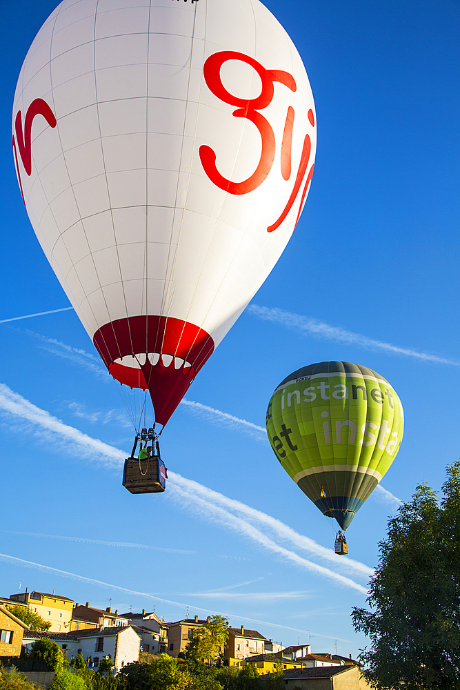 Hot-air balloons. Navarre, Spain, Europe