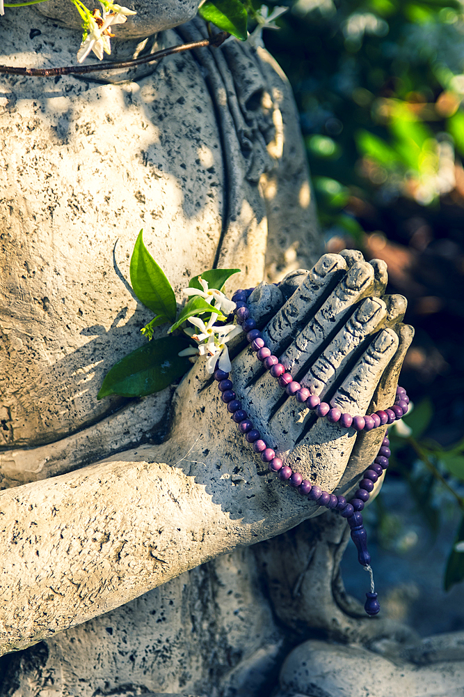 Buddha statue in a garden. Ayegui, Navarre, Spain, Europe