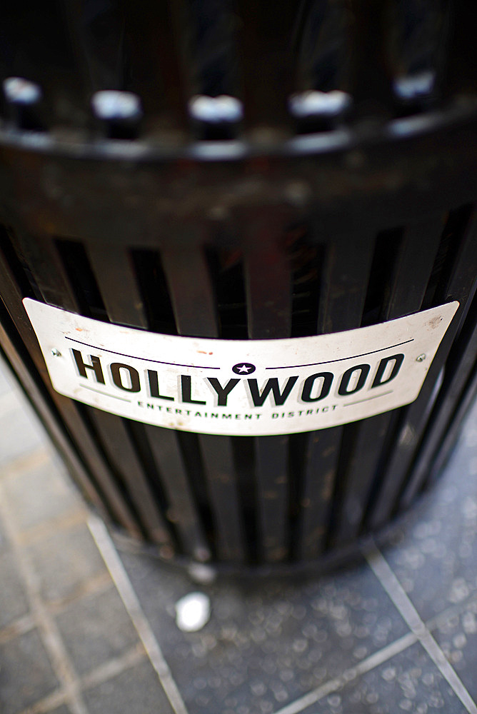 Trash bins at Hollywood Walk of Fame, Los Angeles.