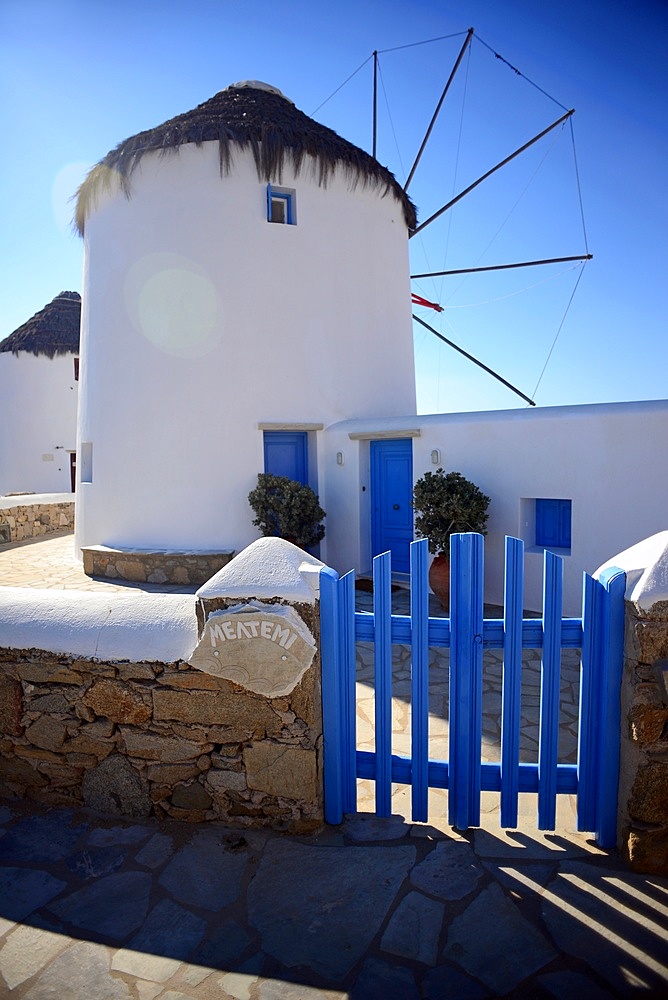 Traditional windmills (Kato Milli) in Mykonos town, Greece