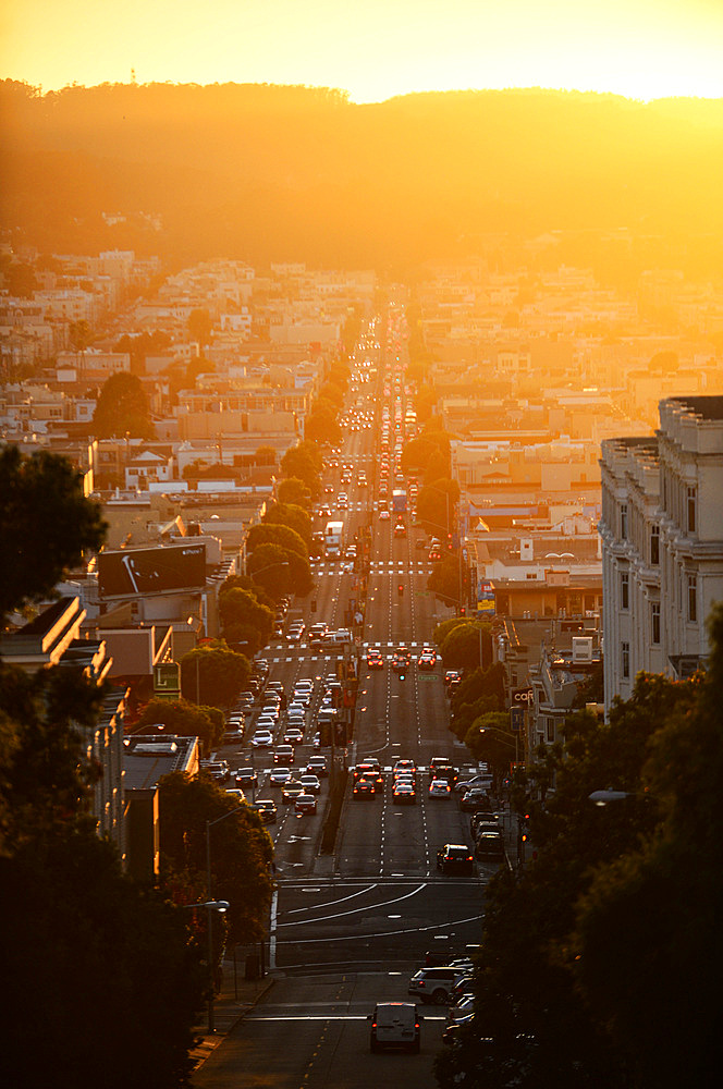 View of San Francisco at sunset,