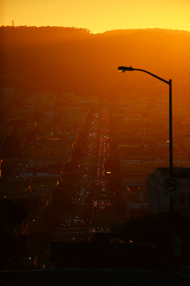 View of San Francisco at sunset,