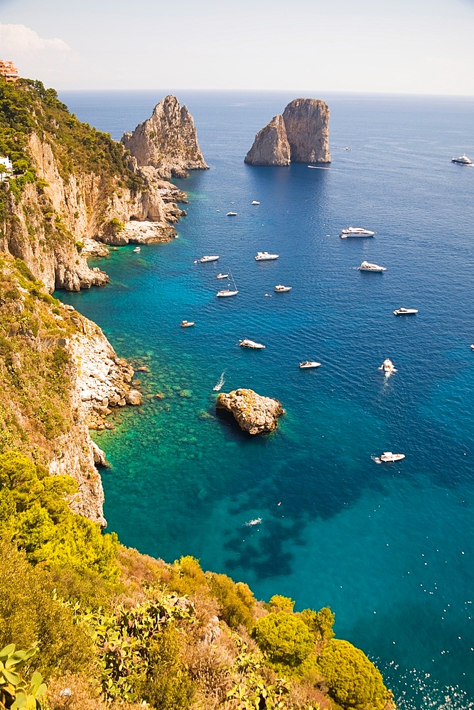 Faraglioni rocks and coastline, Capri, Italy