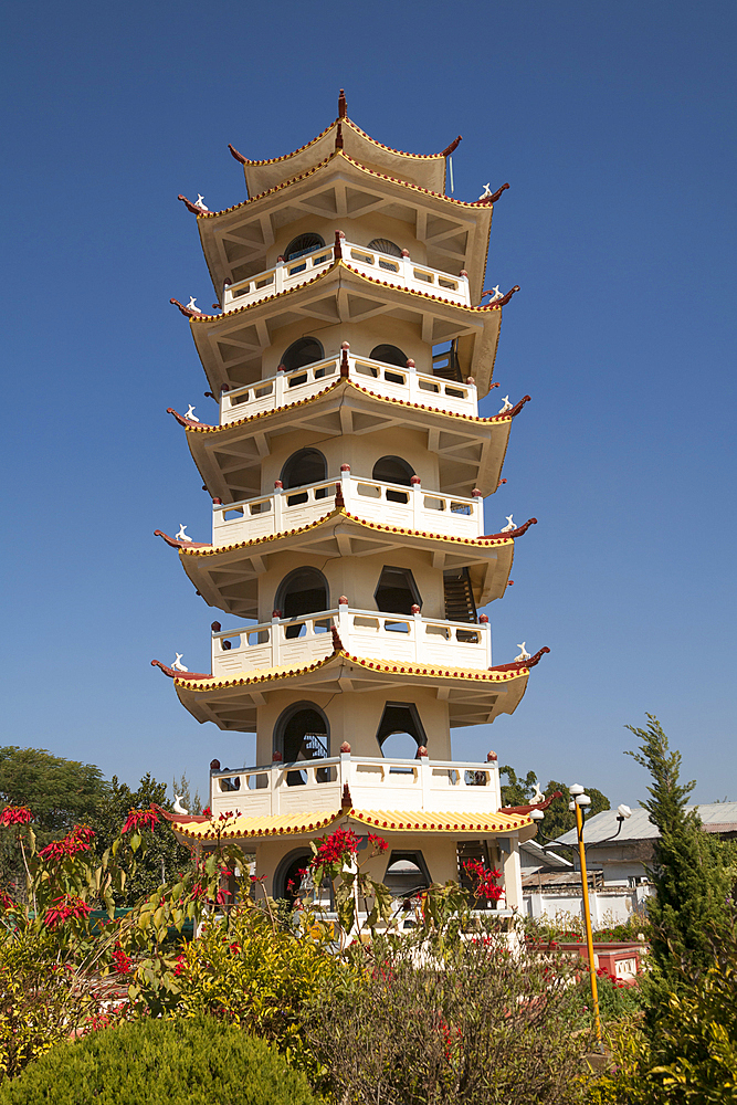 Pagoda at Chinese Temple, Pyin Oo Lwin, also known as Pyin U Lwin and Maymyo, near Mandalay, Myanmar, (Burma)