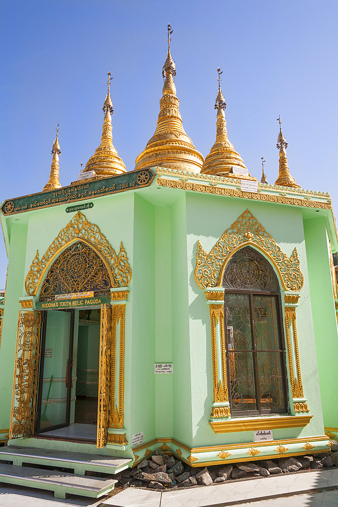 Tooth Relic Pagoda at Botataung Pagoda, Buddha's First Sacred Hair Relic Pagoda, Yangon, (Rangoon), Myanmar, (Burma)