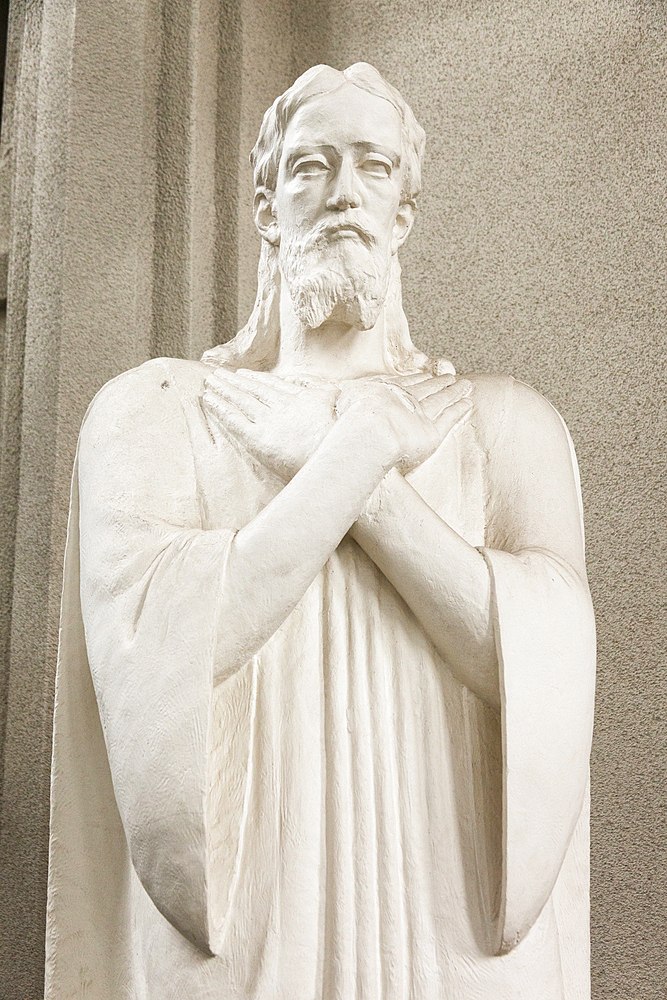 Statue of Jesus Christ inside Hallgrimskirkja Church, Reykjavik, Iceland