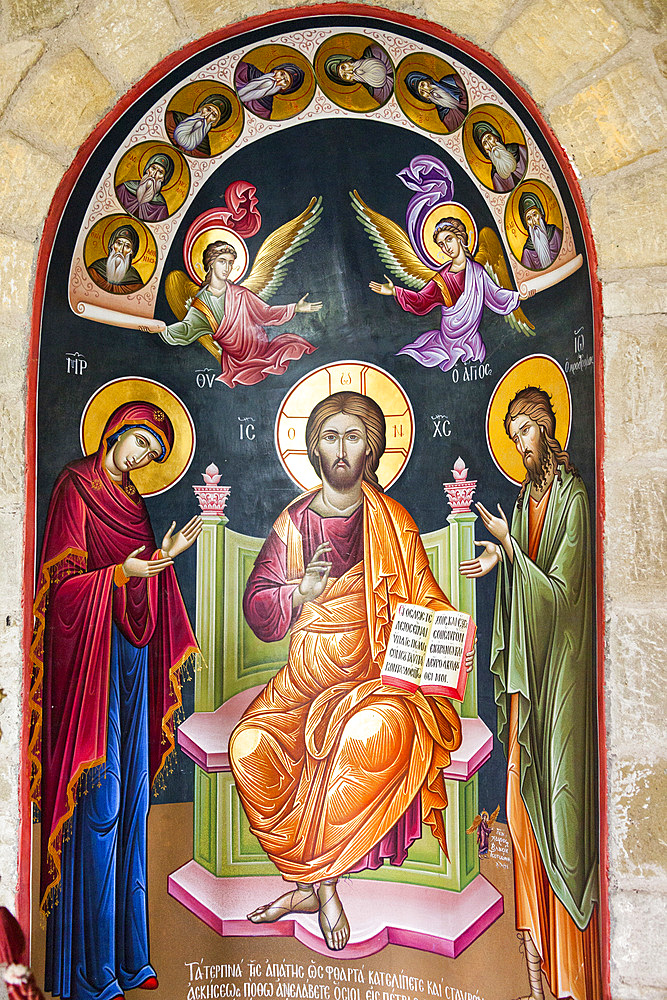 Wall painting inside the Holy Monastery of Varlaam, Meteora, Thessaly, Greece