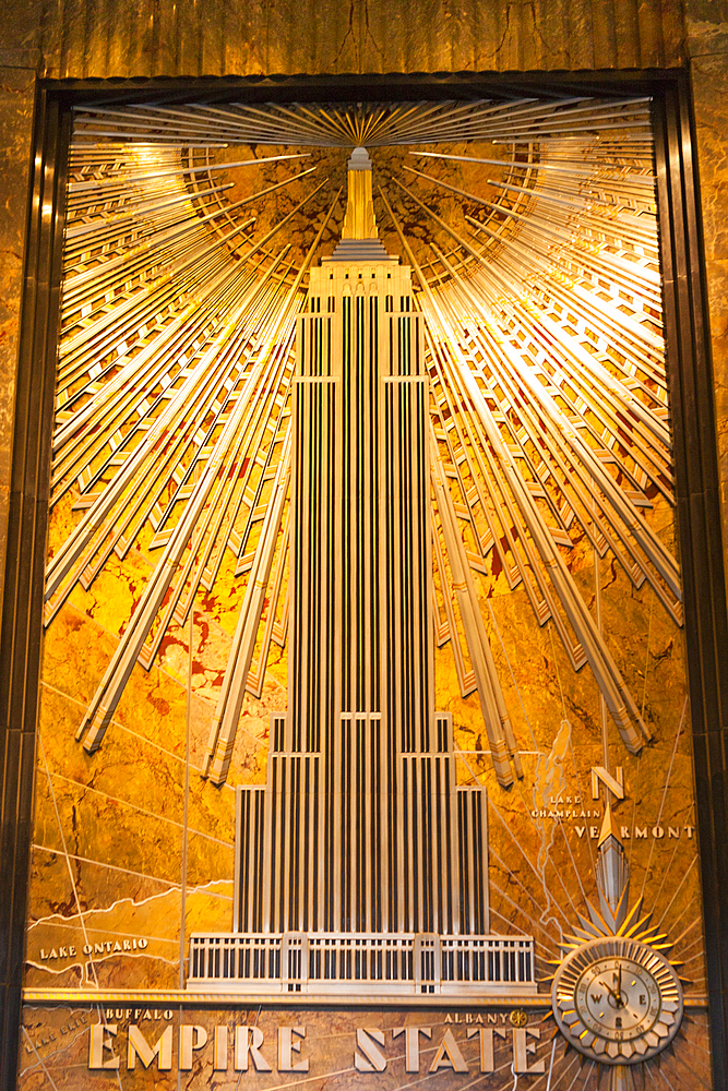 Empire State Building entrance lobby wall plaque, 5th Avenue, Manhattan, New York City, New York, USA