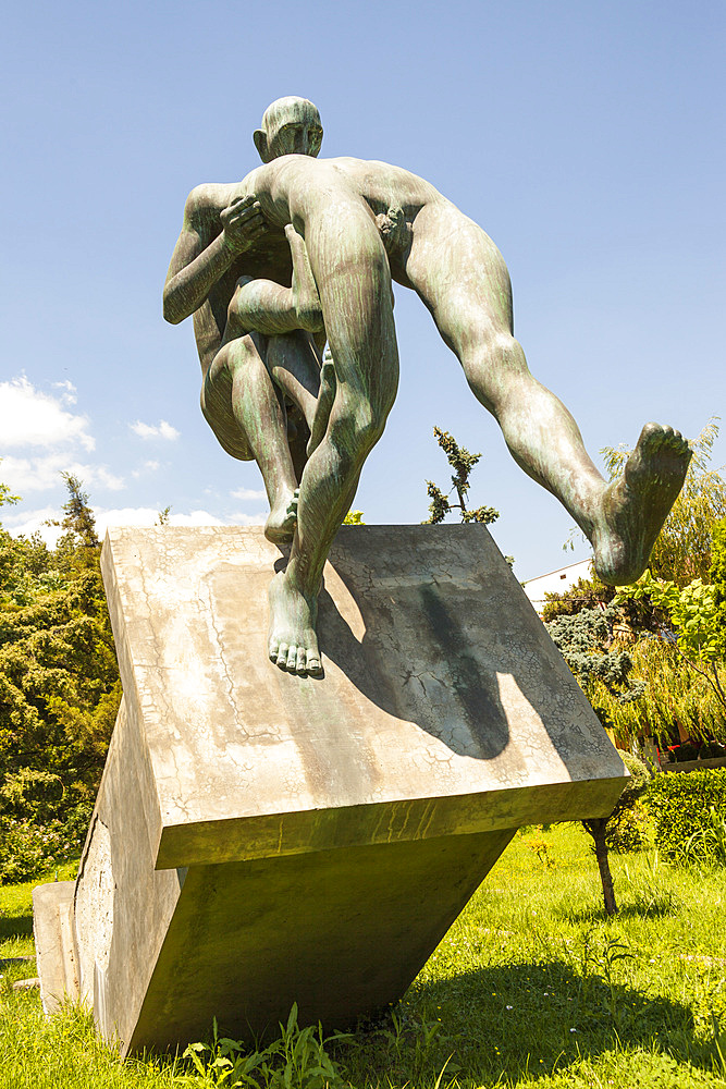 La Chute (Downfall) sculpture by Dimitrie Cusa, 1999, Constanta, Romania commemorating 10th anniversary of Romanian Revolution