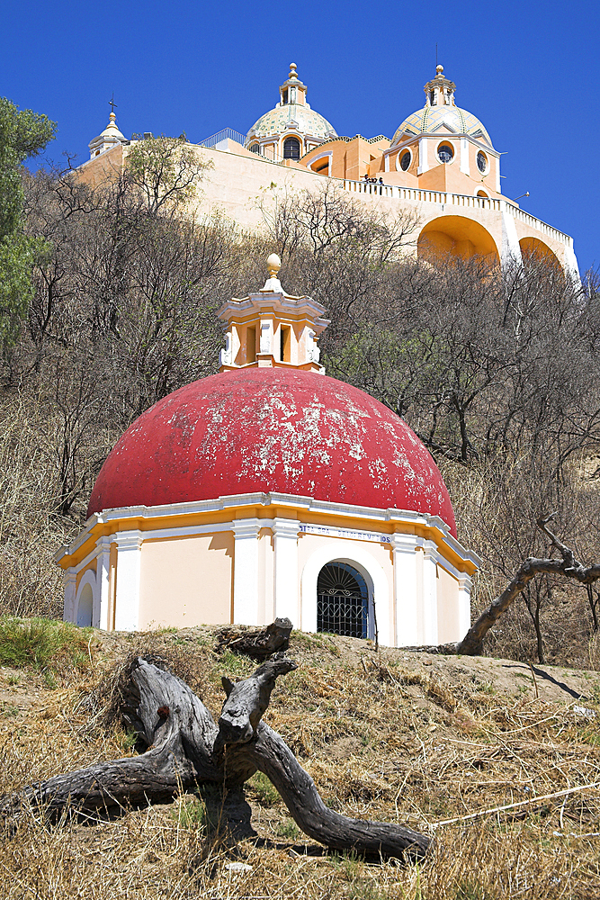 Nuestra Senora de los Remedios, also called Iglesia de Mercedes, on Great Pyramid of Cholula, Cholula, Mexico