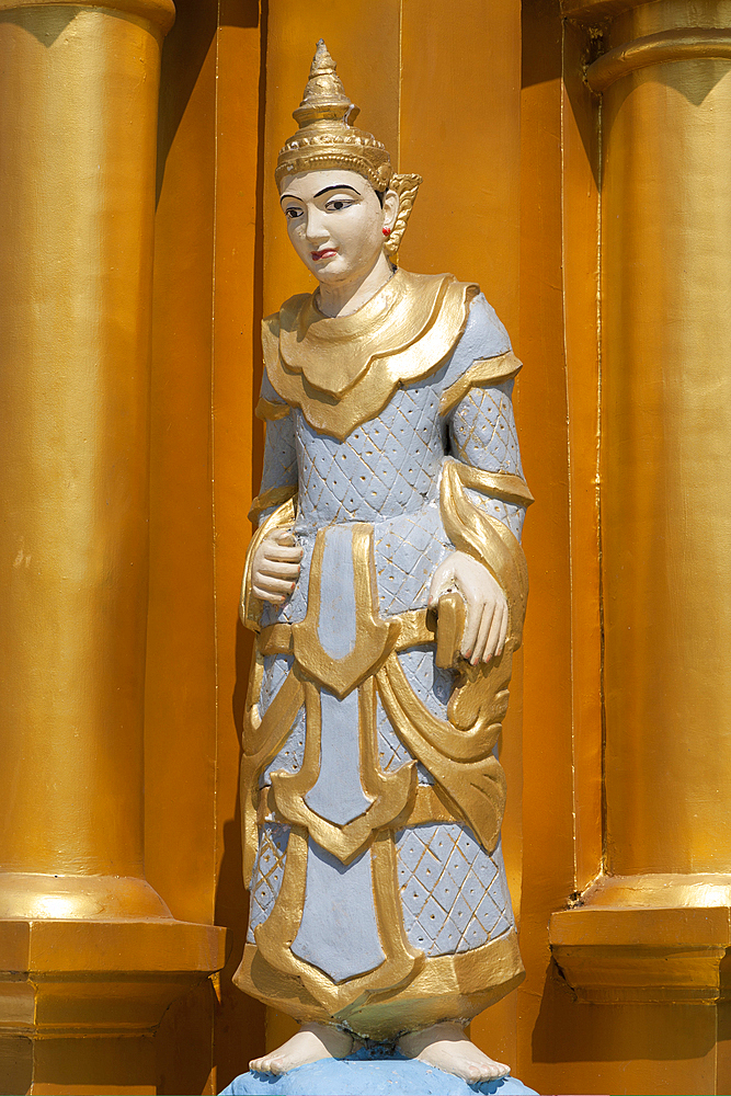 A religious statue at Shwedagon Pagoda, Yangon, (Rangoon), Myanmar, (Burma)