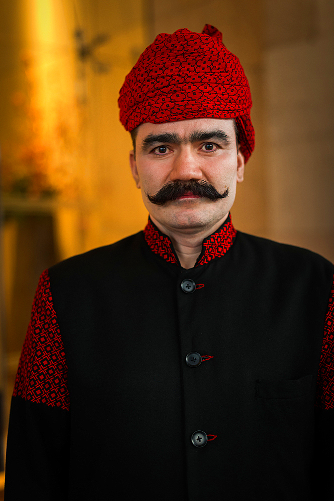 A man outside the Lalit hotel in New Dehli,