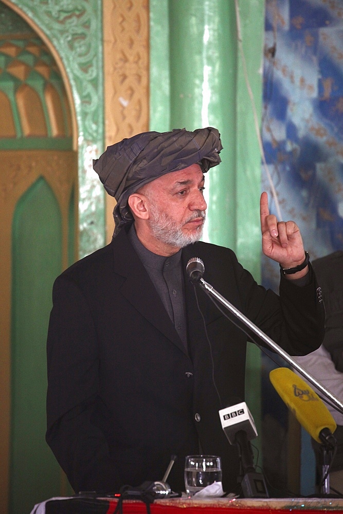 President hamid karzai visits tarin kowt in March 2010, Uruzgan, Afghanistan