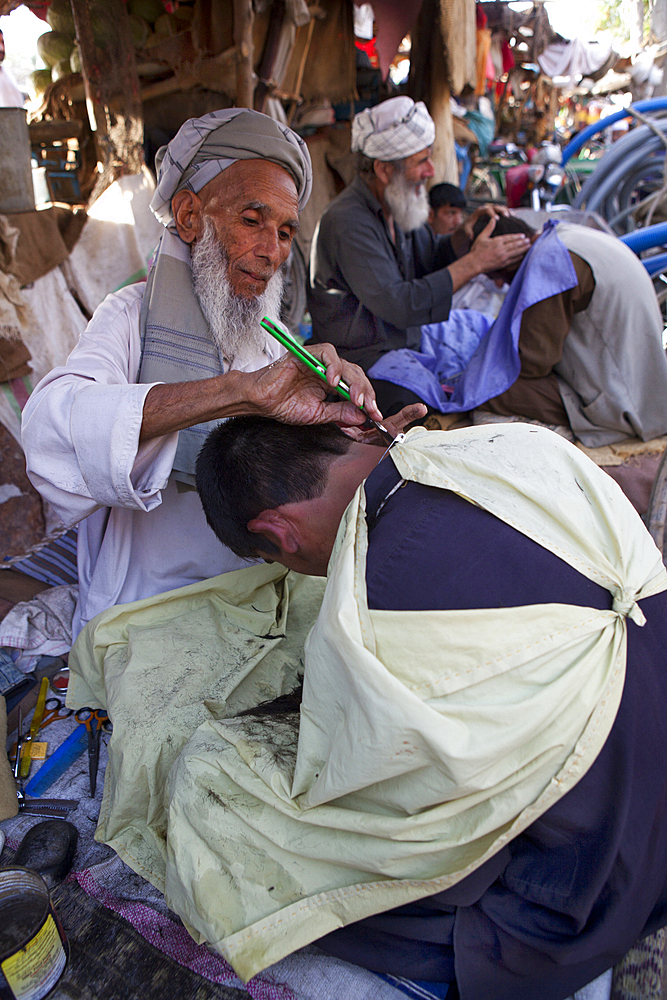 barber in downtown Kunduz city, Afghanistan