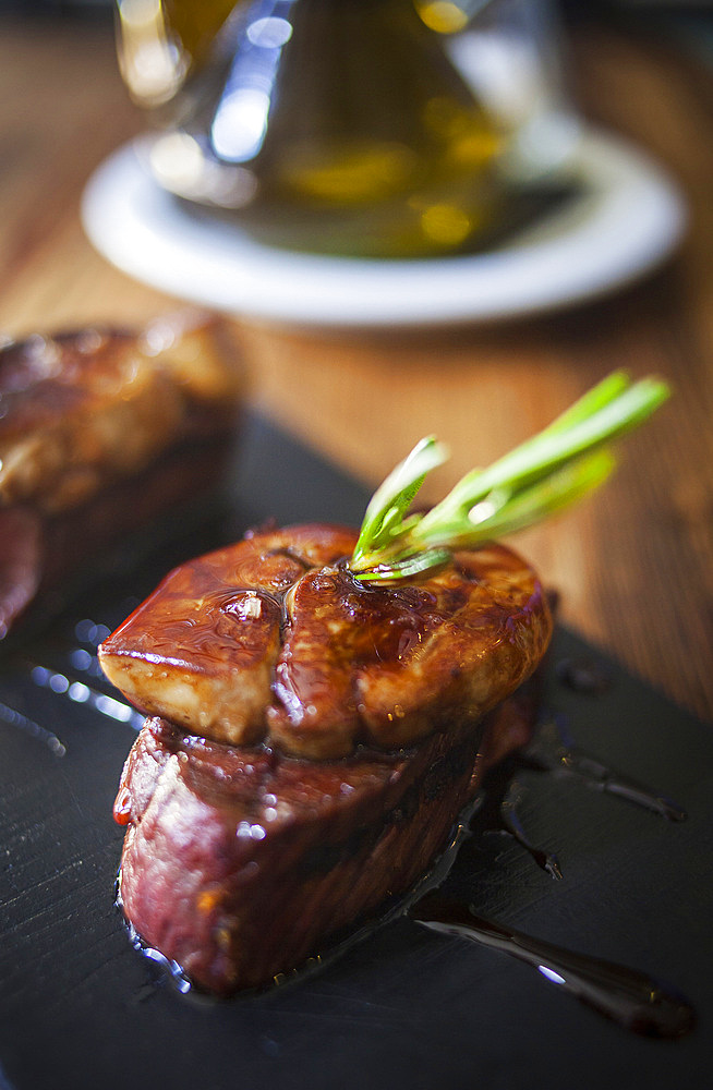 Tapa, Beef tenderloin  with foie, Bar Mut, Pau Claris 192, Barcelona, Spain