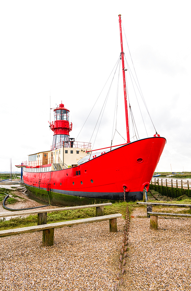 Tollesbury lightship (Lightvessel 15), in the Tollesbury Wick Nature Reserve, near Maldon, Essex, England, United Kingdom, Europe