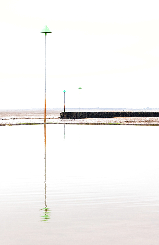 Tidal pool at low tide at Leigh on Sea, Essex, England, United Kingdom, Europe