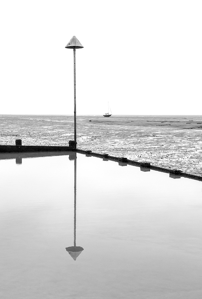 Tidal pool at low tide at Leigh on Sea, Essex, England, United Kingdom, Europe