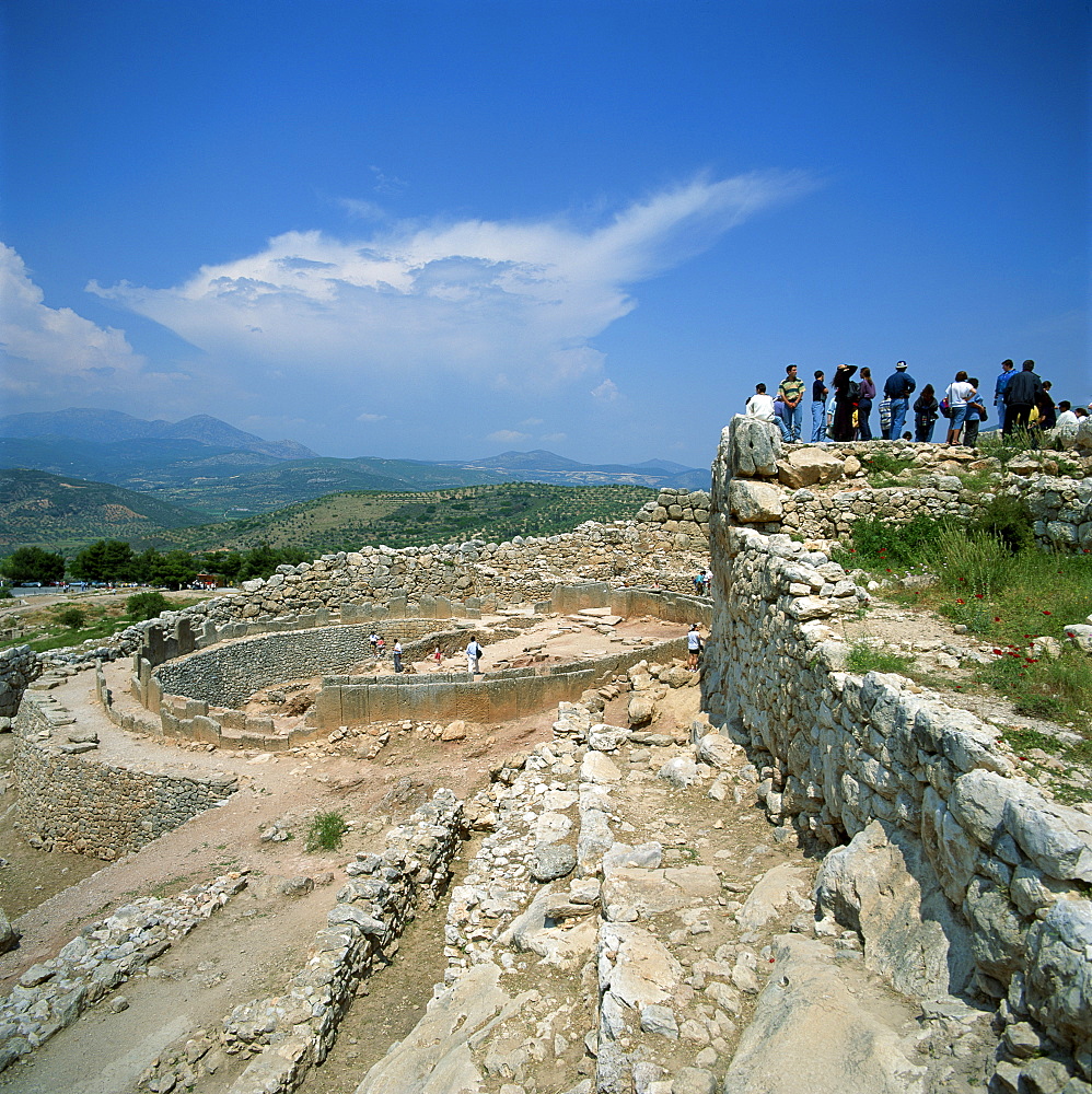 Tourists at the ruins of Mycenae, Greece, Europe