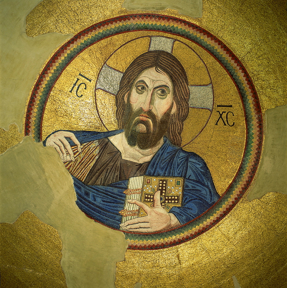 Mosaic of the Almighty, Pantocrator, in the Monastery of Daphni, Greece, Europe