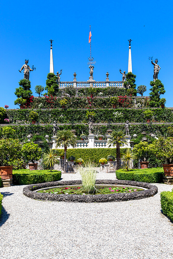 The gardens of Palazzo Borromeo, Isola Bella, Borromean Islands, Lake Maggiore, Stresa, Piedmont, Italian Lakes, Italy, Europe