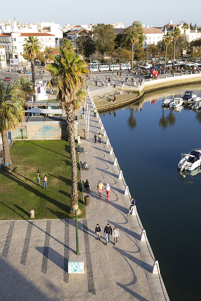 Activity around the marina waterfront area, Faro, Algarve, Portugal, Europe