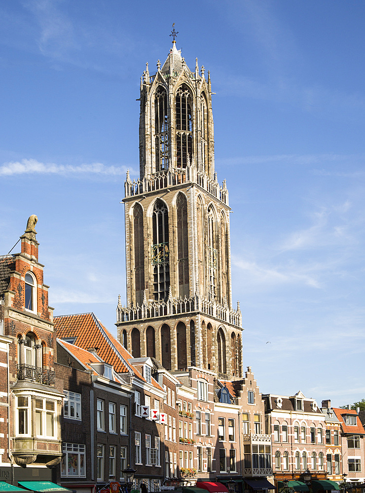 Famous fourteenth century Dom church tower in city of Utrecht, Netherlands