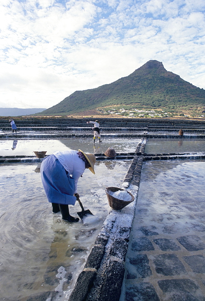 Salt workers, Mauritius, Indian Ocean, Africa