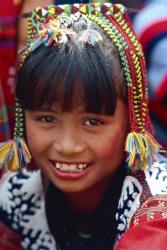 Portrait of a girl of the Kalagan tribe famous for Eric, an ethnic dance of joy and happiness, at Cotabato on Mindanao, Philippines, Southeast Asia, Asia