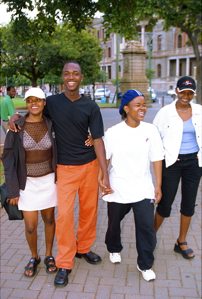 Teenagers strolling in the Church Square, South Africa, Africa