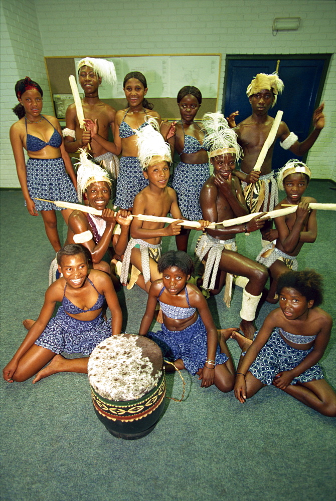 Students at the Zulu dance school in the Joodse Kamp township in Knysna, South Africa, Africa