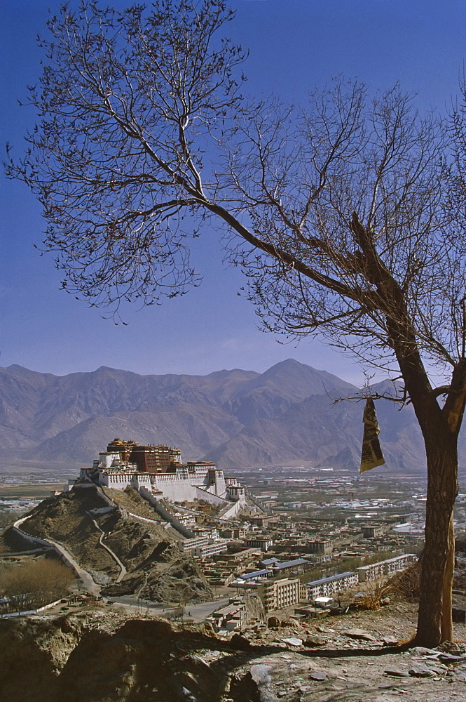 Potala Palace from YuWang Shan mountain, Lhasa, Tibet, China, Asia