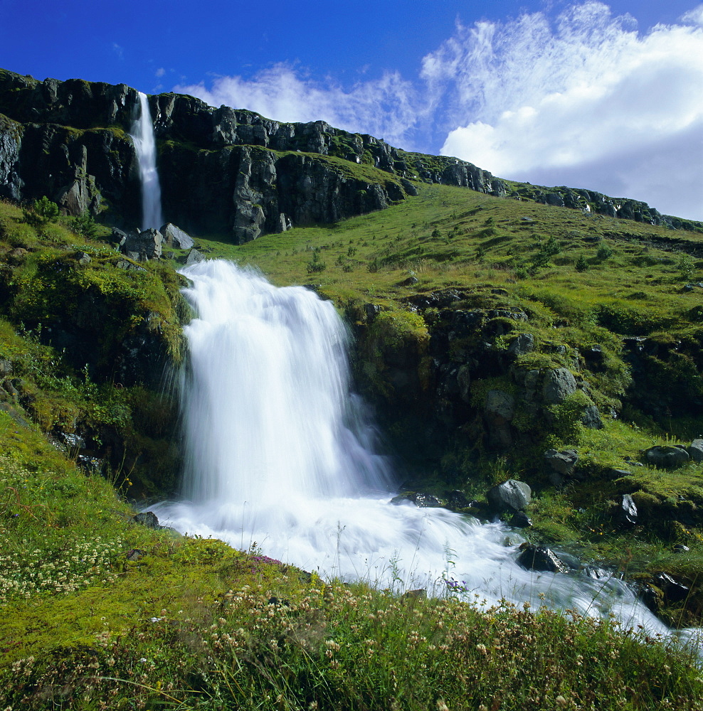 Waterfalls near Seydisfjordur, east Iceland, Polar Regions