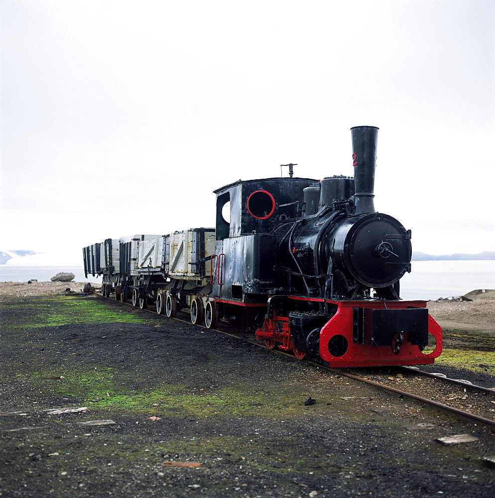 The world's most northerly railway, restored, Nyalesund, Spitsbergen, Arctic, Norway, Scandinavia, Europe