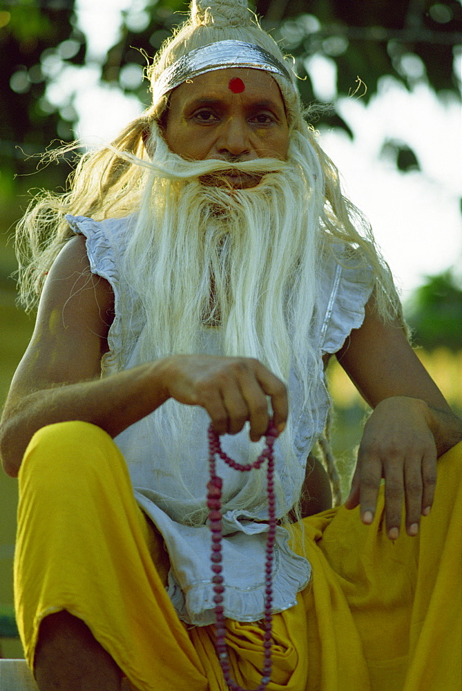 Actor in the Ramlilla, the stage play of the Hindu epic the Ramayana, Varanasi, Uttar Pradesh state, India, Asia