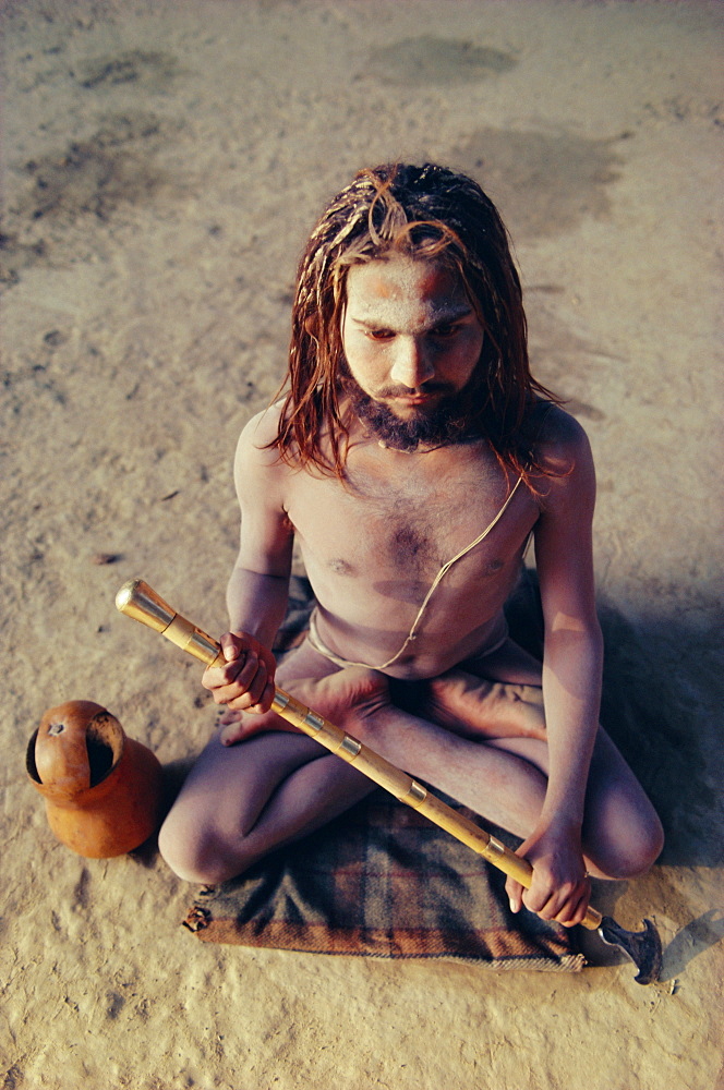 A sadhu, a Hindu holy man daubed in ash, northern India, Asia