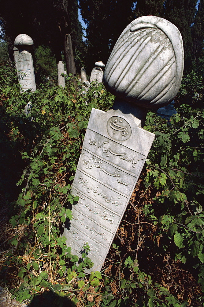 Tombstone in graveyard, Istanbul, Turkey, Europe