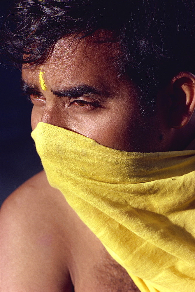 Close-up of Jain pilgrim, western India, Asia