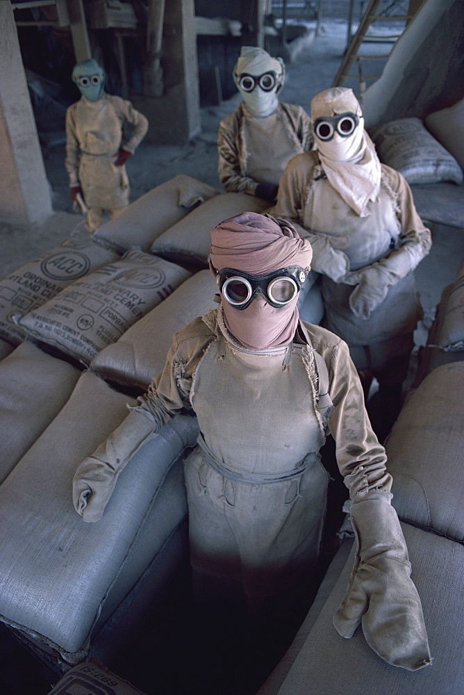 Cement plant workers, Gujarat state, India, Asia