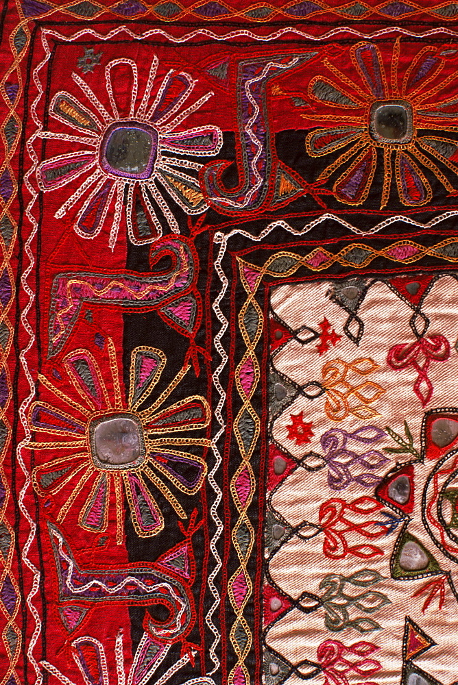 Traditional Rabari tribal embroidered fabrics, Kutch, Gujarat state, India, Asia