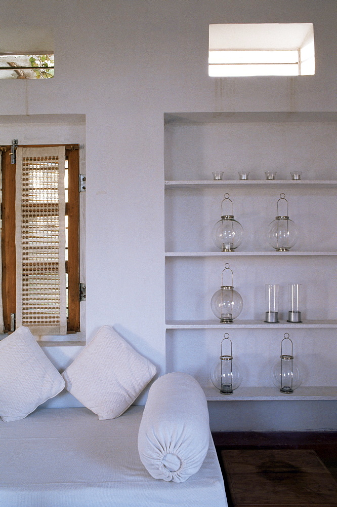 Zen ambiance instilled into an old farm house conversion now a residence, Amber, near Jaipur, Rajasthan state, India, Asia