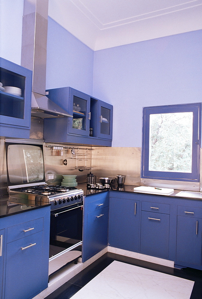 Kitchen area of private residence, Samode Bagh or Garden, Samode, Rajasthan state, India, Asia