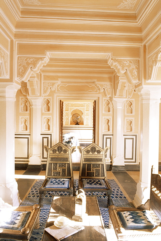 Chanwar Palki Walon-Ki Haveli (mansion), 400 years old, restored to its original state, Anokhi Museum, Amber, near Jaipur, Rajasthan state, India, Asia