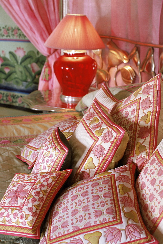 Cushions, the Shiv Niwas Palace Hotel, Udaipur, Rajasthan state, India, Asia