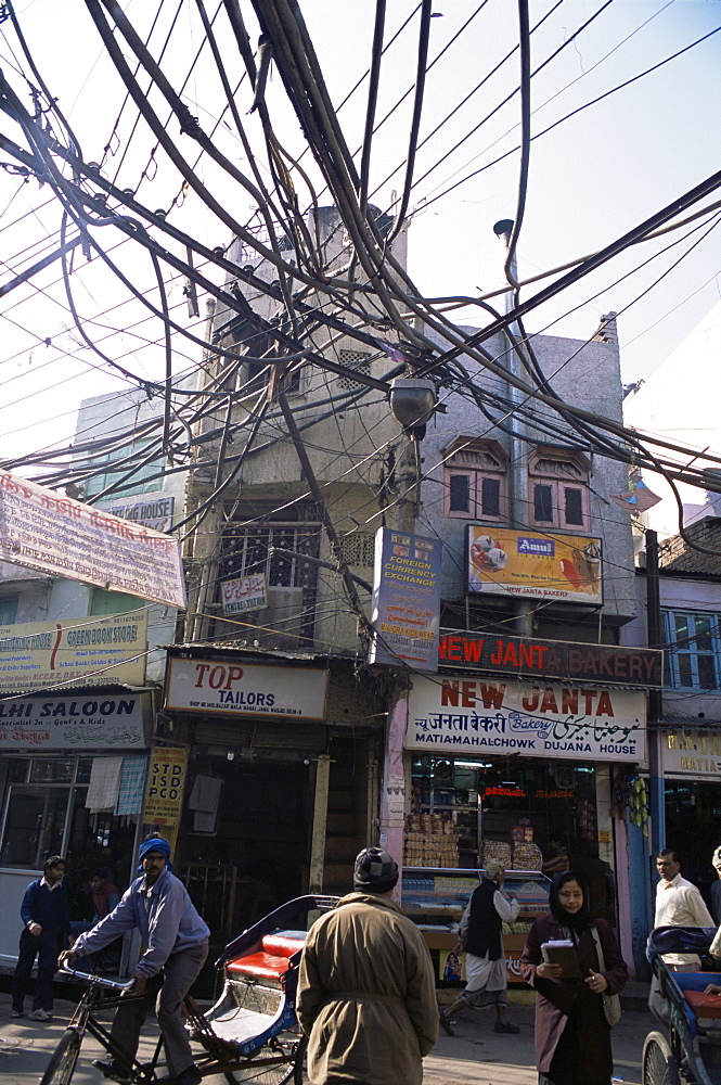 Street in Old Delhi, close to the Jama Masjid mosque, Delhi, India, Asia