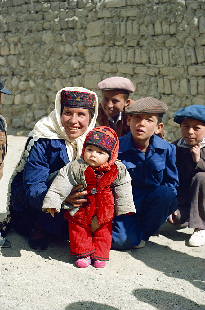 Portrait of a Tajik woman and children at Tashkurgan in Xinjiang, China, Asia